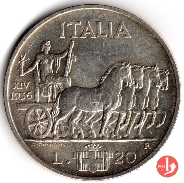 20 lire quadriga lenta 1936 (Roma)