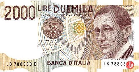 2.000 lire Guglielmo Marconi 1992