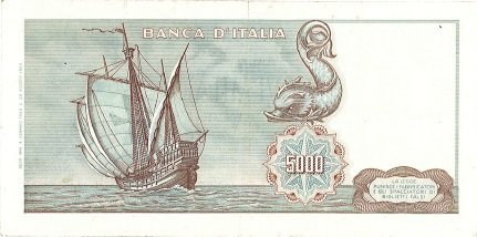 5.000 lire Colombo - Primo tipo 1968