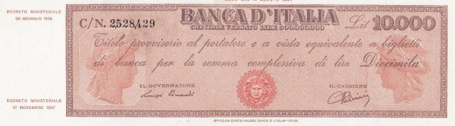 10.000 lire Titolo Provvisorio 1948