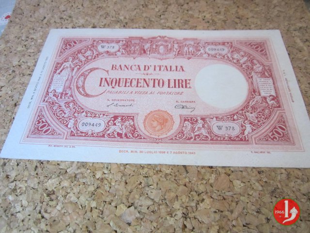 500 Lire Barbetti "TRANSIZIONE" 1946