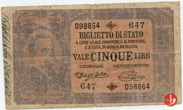 5 Lire Umberto I 1889