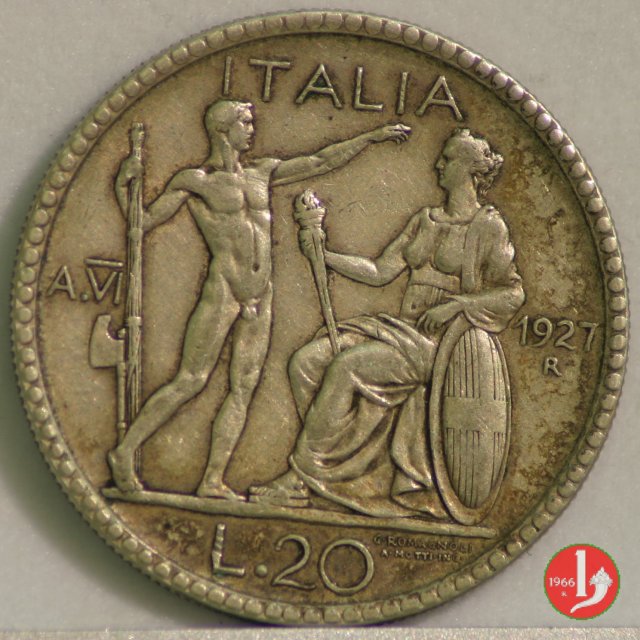 20 lire littore 1927 (Roma)