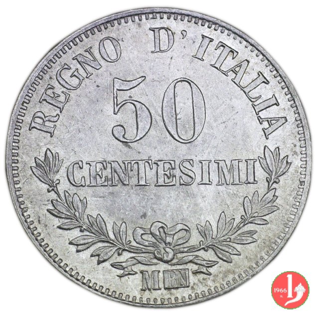 50 centesimi valore 1863 (Milano)