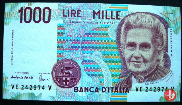 1.000 lire Maria Montessori 1995