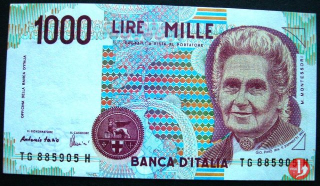 1.000 lire Maria Montessori 1998