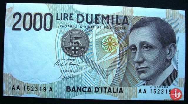 2.000 lire Guglielmo Marconi 1990