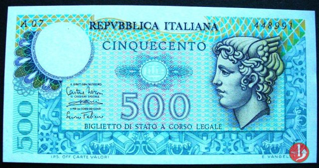 500 lire Testa di Mercurio 1974