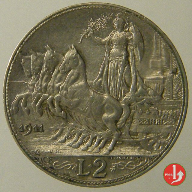 2 lire quadriga veloce 1911 (Roma)