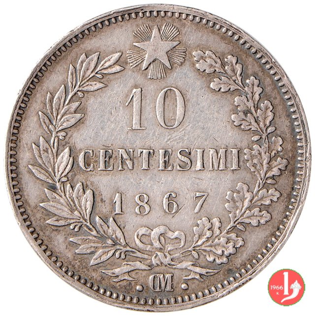 10 centesimi 1867 argento 1866 (Strasburgo)
