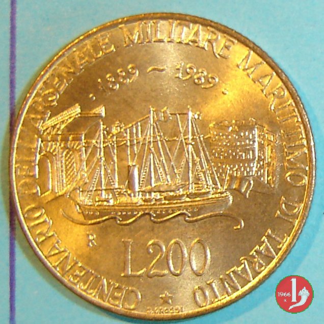 200 lire Arsenale di Taranto 1989 (Roma)