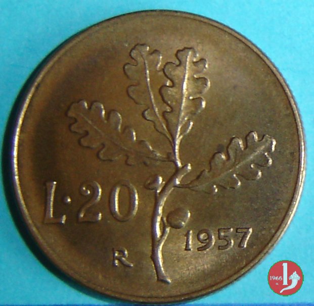 20 lire quercia 1957 (Roma)