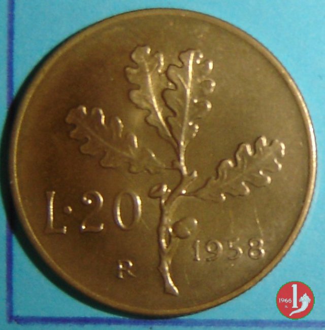 20 lire quercia 1958 (Roma)