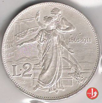 2 lire 50° Unità d'Italia 1911 (Roma)