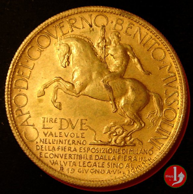 2 lire - esposizione di Milano del 1928 1928 (Johnson)