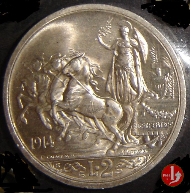 2 lire quadriga briosa 1914 (Roma)