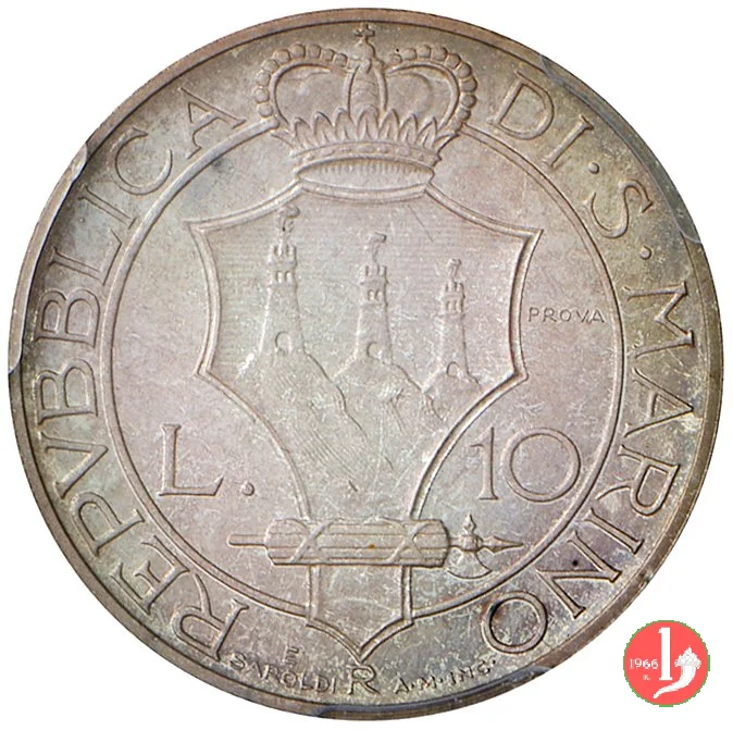 Prova 10 lire 2&deg; tipo 1937 (Roma)