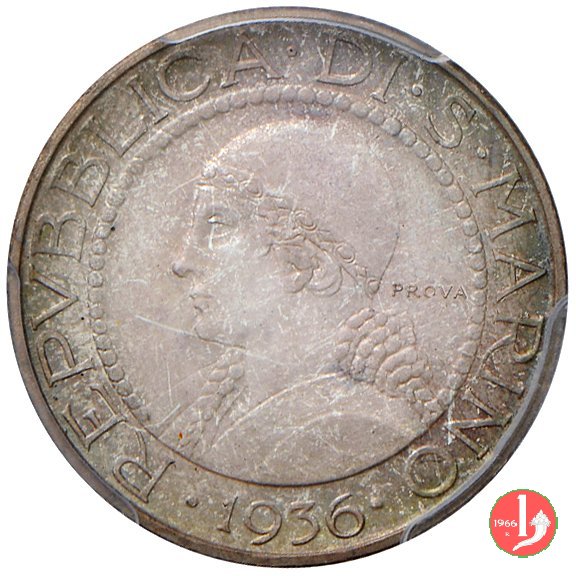 Prova 5 lire 2° tipo 1936 (Roma)