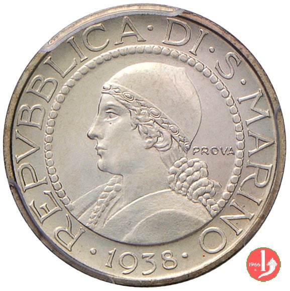Prova 5 lire 2° tipo 1938 (Roma)