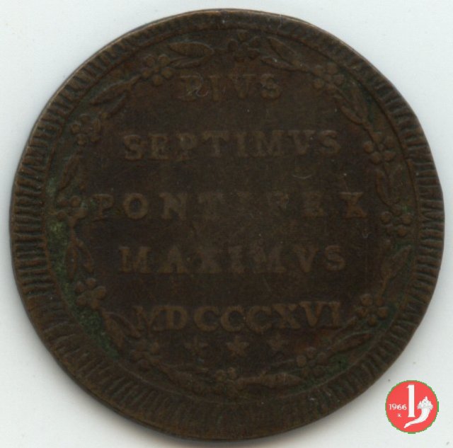 Mezzo Baiocco del 3° tipo 1816 (Roma) Mezzo Baiocco del 3° tipo 1816 (Roma)