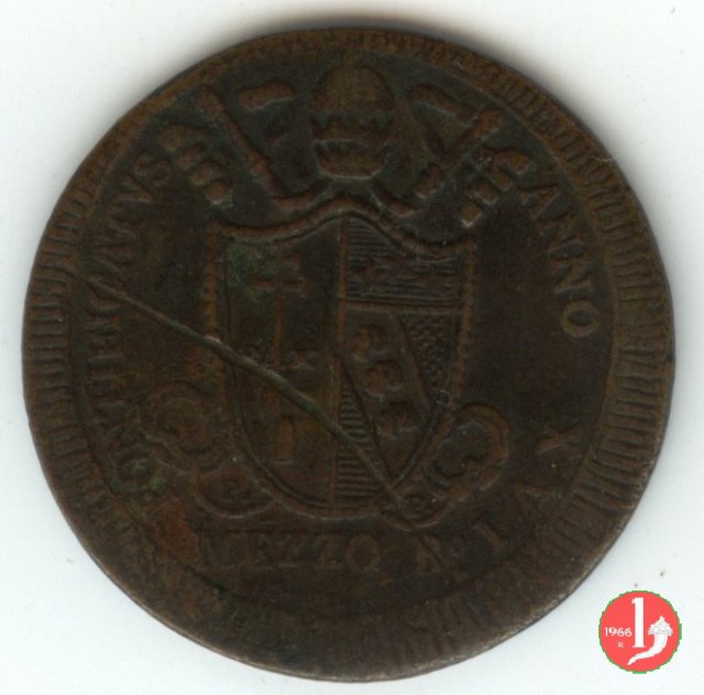 Mezzo Baiocco del 3° tipo 1816 (Roma) Mezzo Baiocco del 3° tipo 1816 (Roma)