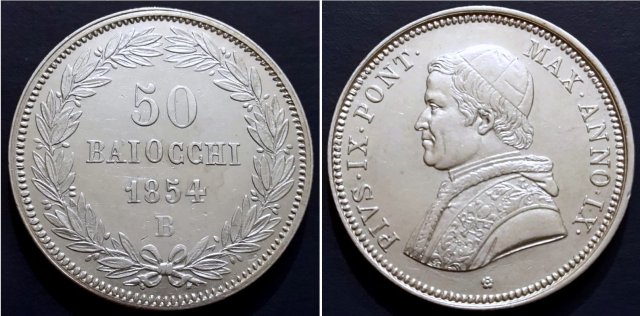 50 baiocchi (1/2 Scudo) 1854 (Bologna)