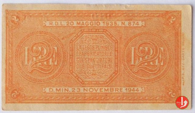 2 Lira "Italia Laureata" 1944