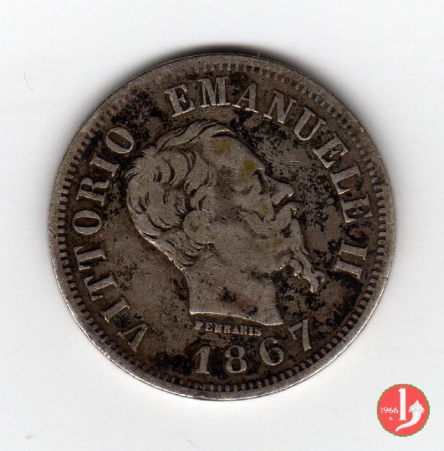 50 centesimi valore 1867 (Torino)