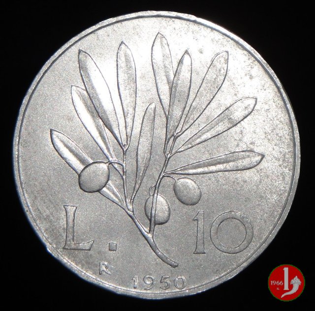 10 lire olivo 1950 (Roma)