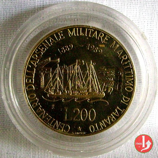 200 lire Arsenale di Taranto 1989 (Roma)
