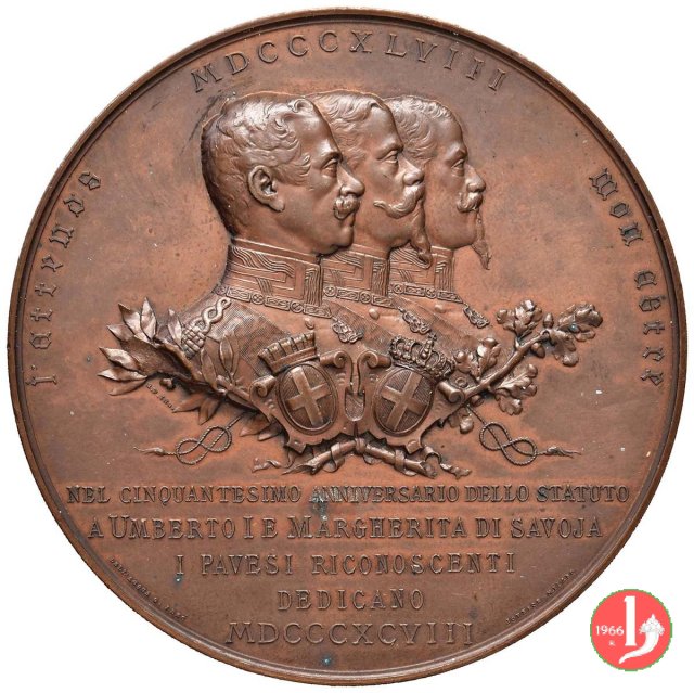 50° Statuto Albertino - Omaggio di Pavia 72mm 1898