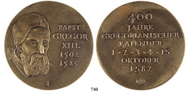 Calendario Gregoriano 80mm 1982