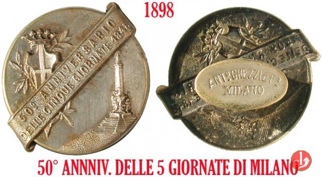 Distintivo 50° delle Cinque Giornate 1898 1898