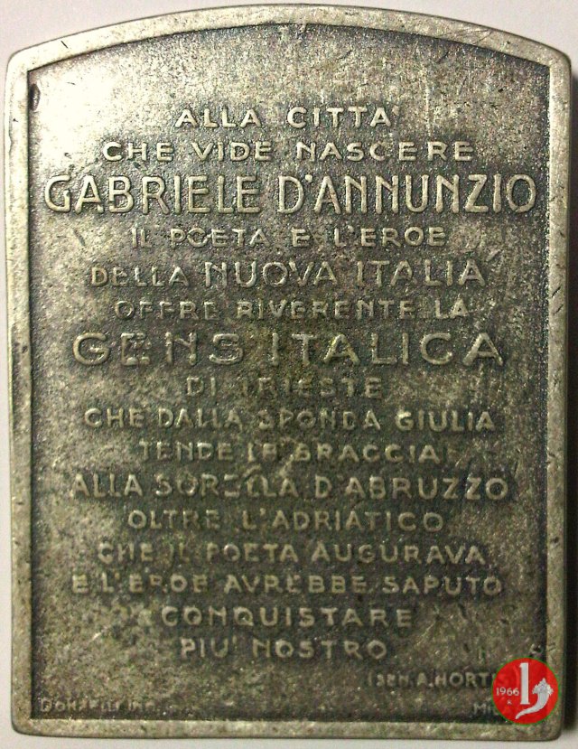 Gabriele d'Annunzio - Placchetta 1940