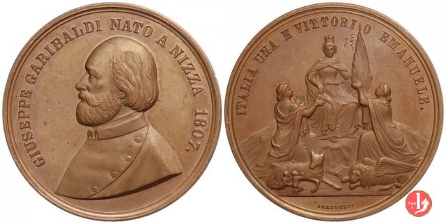 Garibaldi - Italia Una e Vittorio Emanuele 1861
