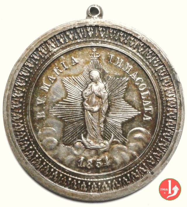 L'immacolata 1854 c. a foglie 33mm -Mo478 1878