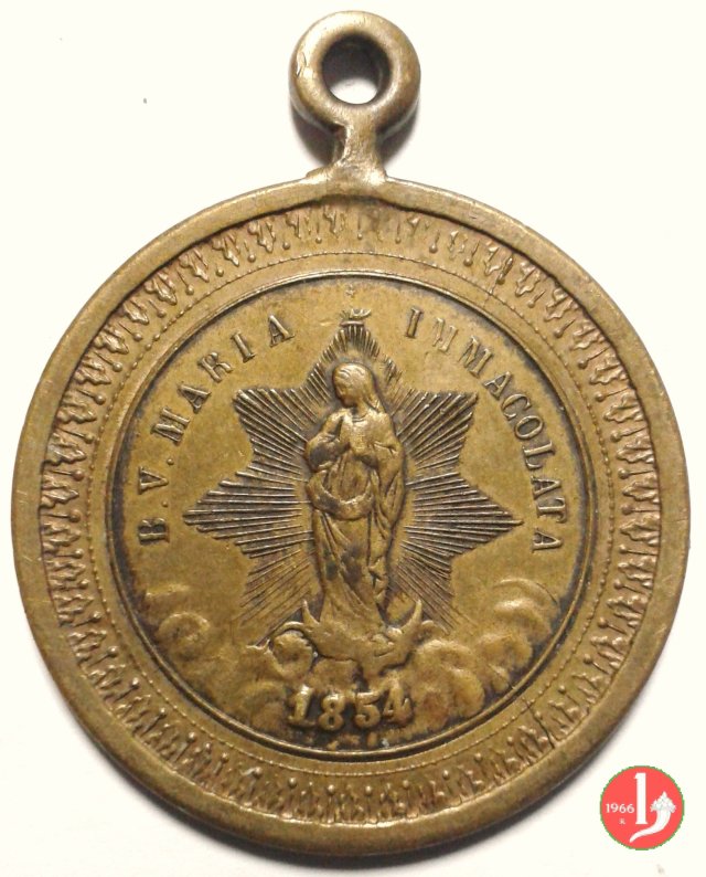 L'immacolata 1854 c. a foglie 33mm -Mo478 1878