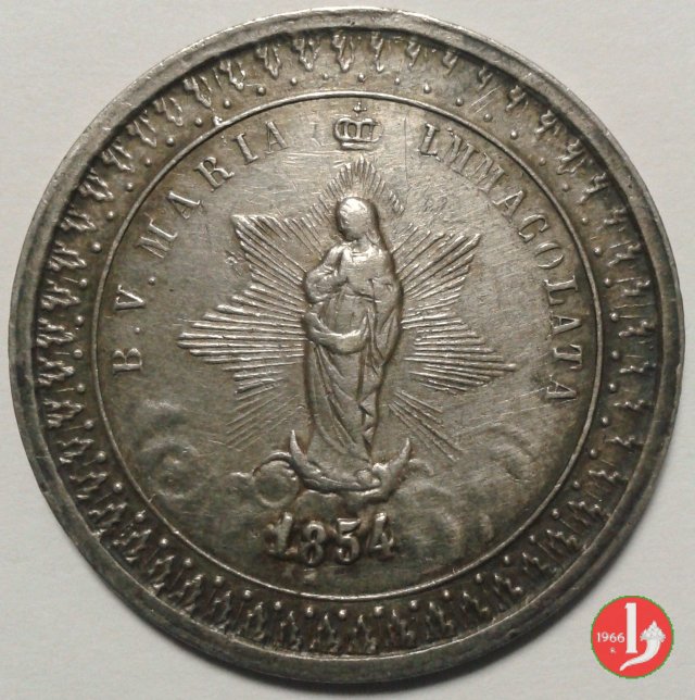 L'immacolata 1854 c. a foglie 33mm -Mo478 1878