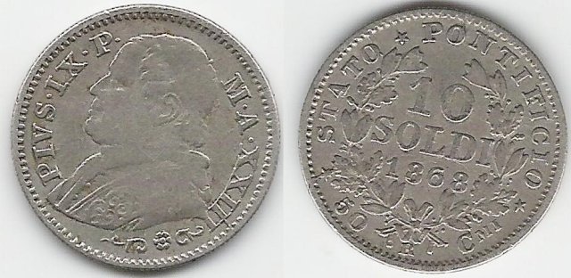 10 soldi - 50 centesimi 1868 (Roma)