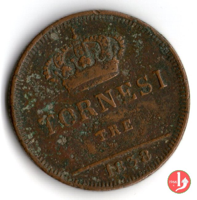 3 Tornesi 1838 (Napoli)