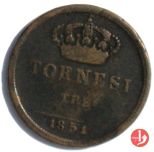 3 Tornesi 1851 (Napoli)