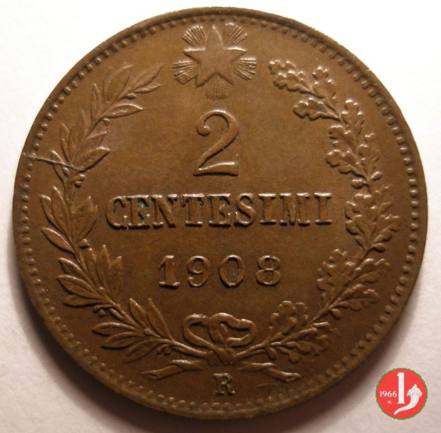 2 centesimi valore 1908 (Roma)