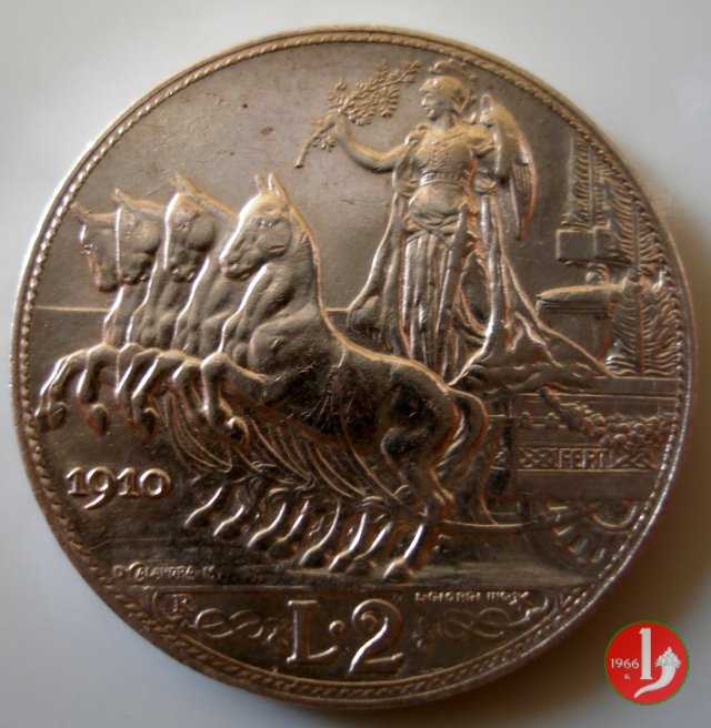 2 lire quadriga veloce 1910 (Roma)