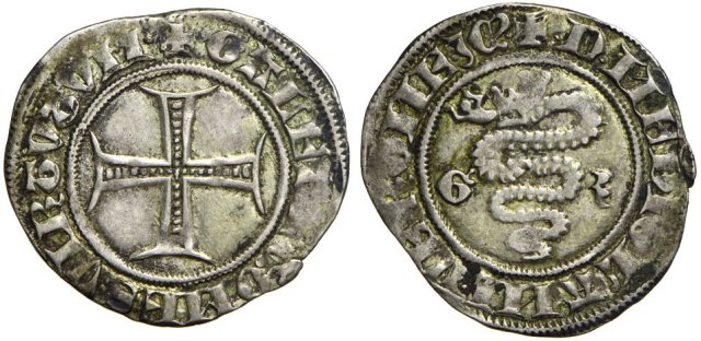 Sesino (tipo con croce e Biscione) 1395-1402 (Milano)