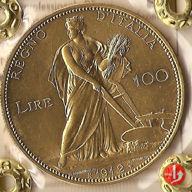 100 lire d'oro aratrice 1912 (Roma)