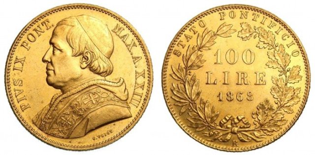 100 lire o piotta 1868 (Roma)