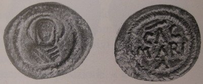 Moneta o Tessera con Madonna 643-712 AD (Luni)