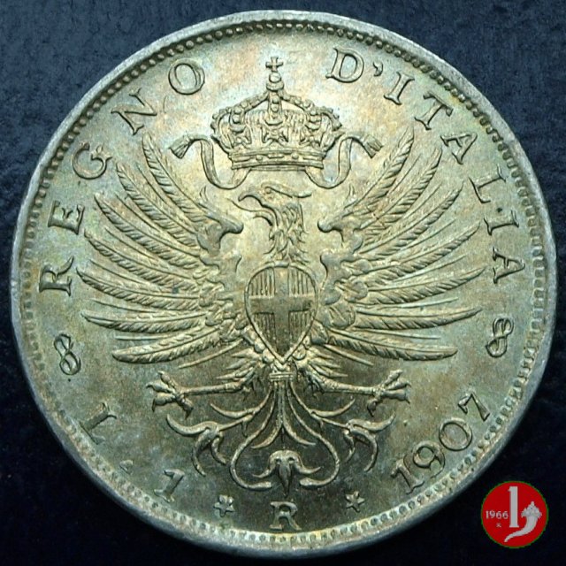 1 lira aquila sabauda 1907 (Roma)