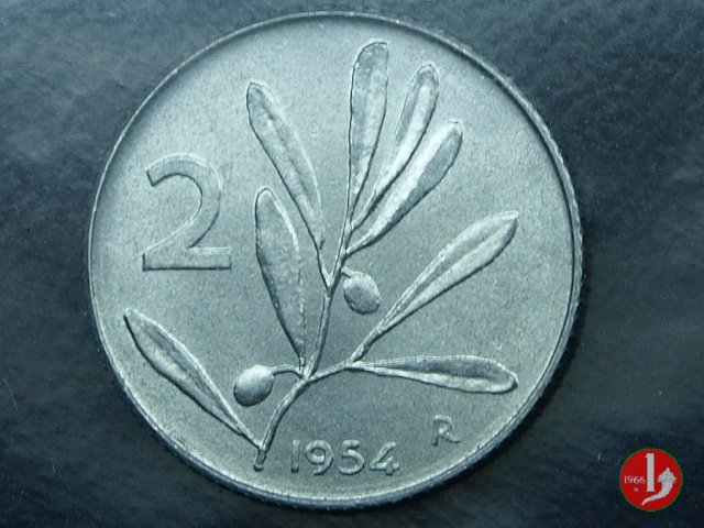 2 lire olivo 1954 (Roma)