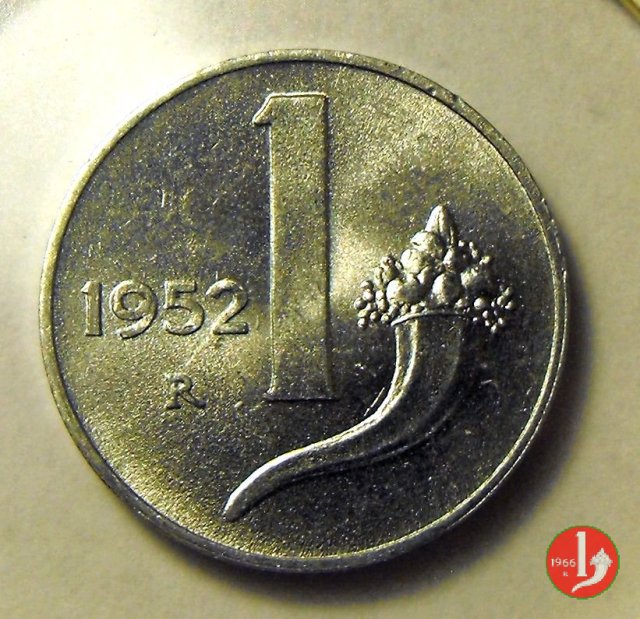 1 lira cornucopia 1952 (Roma)